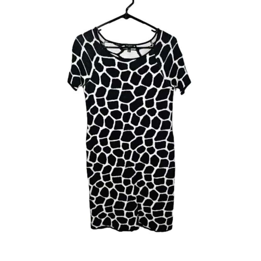TALBOTS Dress size S p BLACK & WHITE Giraffe Animal Print Chic Cute Maximalist